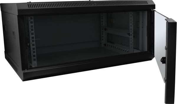 Rackschrank 19zoll 9HE T450mm mit Glastüre LAN Schrank EDV Schrank in Schwarz SMC-Serie 600x503x450mm