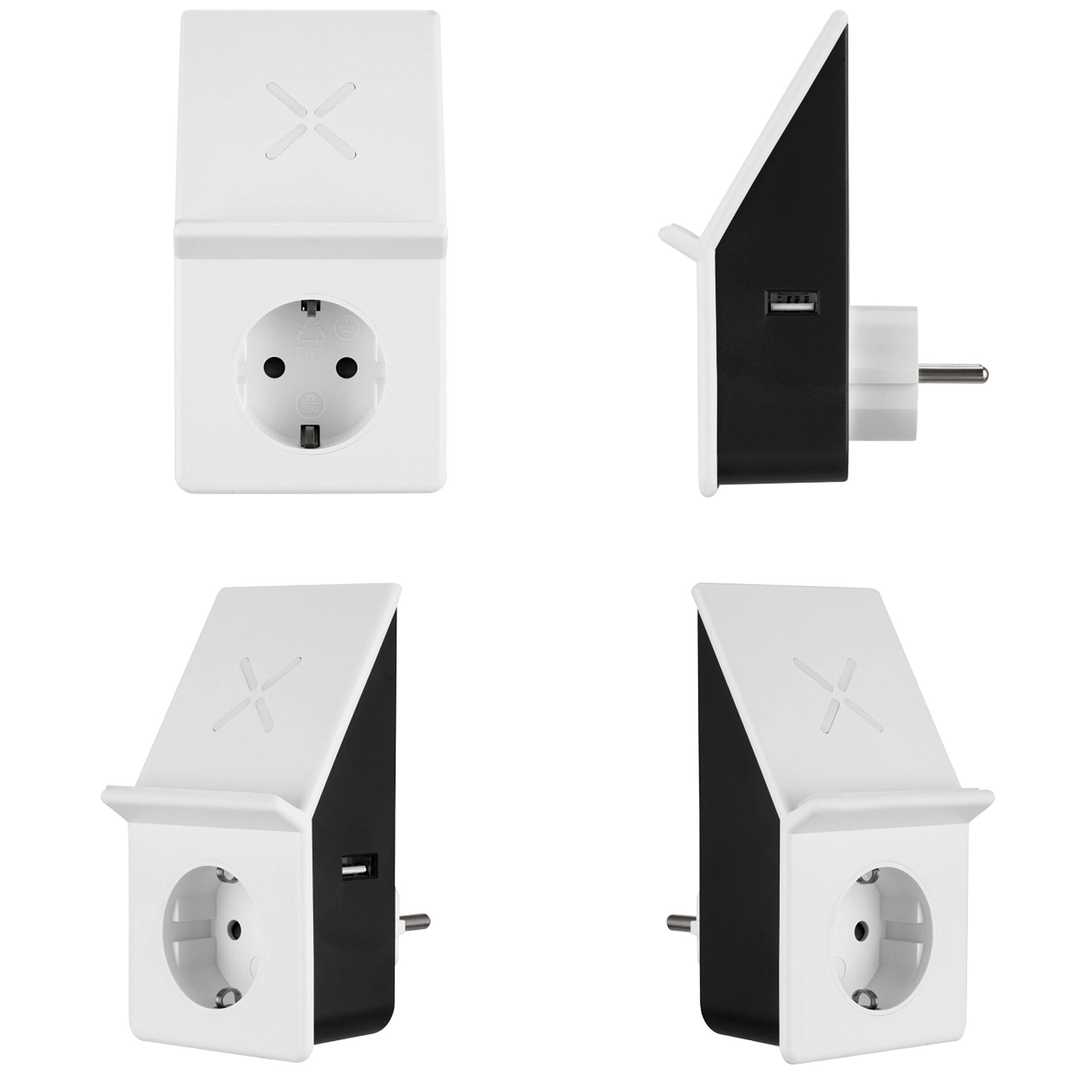 Induktives Ladegerät für Smartphones mit 10W Ladeleistung plus USB-Port und mit Steckdose