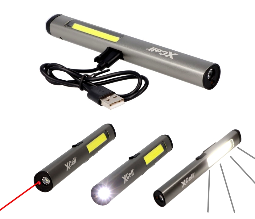 91-477-00600_Laserpointer_mit_LED-Taschenlampe LED Taschenlampe Penlight 3in1 mit Laserpointer UV-Licht Lithium-Akku USB-C