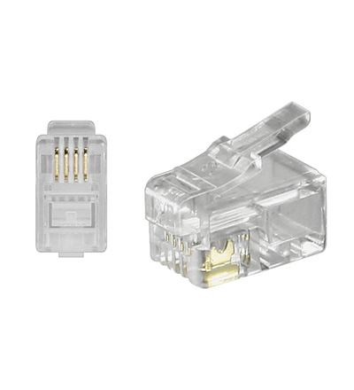 76-685-00080_RJ10_Modularstecker_01 RJ10 Modularstecker 4 Kontakte (4P4C) Flachbandkabel