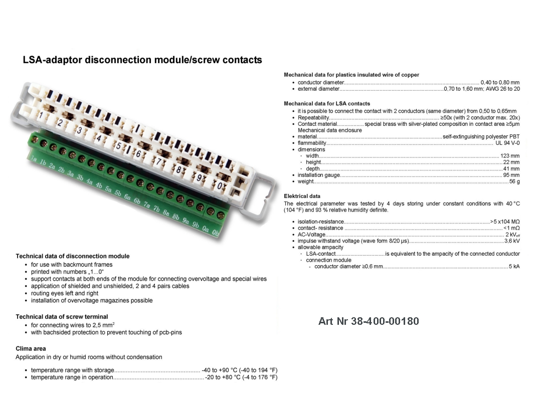 38-400-00180_LSA_Anschlussleiste_Schraubkontakte_Datenblatt