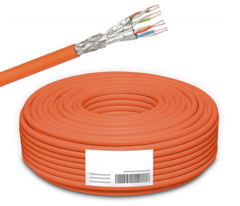 CAT7A_Verlegekabel_42-773-04270 100m LAN Kabel Cat7A PIMF S/FTP geschirmt Verlegekabel Orange