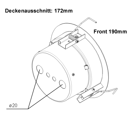 190mm ELA Deckenlautsprecher RGS5FT/EN 100V 6/10W EN54-24 mit Keramikklemme und Feuerschutztopf Weiss