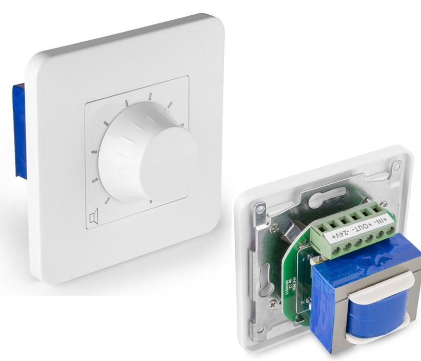 ELA 100V Lautstärkeregler UP 12/24W Weiss mit Pflichtruf Relais