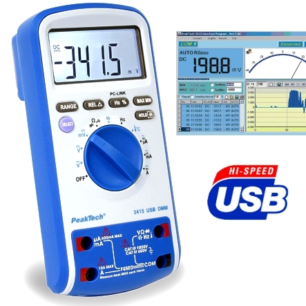 90-798-03415-P3415-USB-2014-A Messgerät mit USB und Software P3415 Universal mit Kapazitäts- Temperatur- Frequenzmessbereich