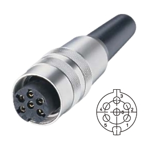 DIN-Stecker-KV60-Lumberg-39-855-07260-B 6pol DIN Kupplung Metall mit Schraubverschluss