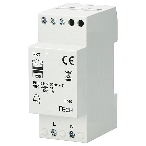 12VAC_Klingeltrafo_8V_12V_AC_43-810-00435 12V Klingeltrafo Hutschiene 4V 8V 12VAC 10Watt Hutschienentrafo