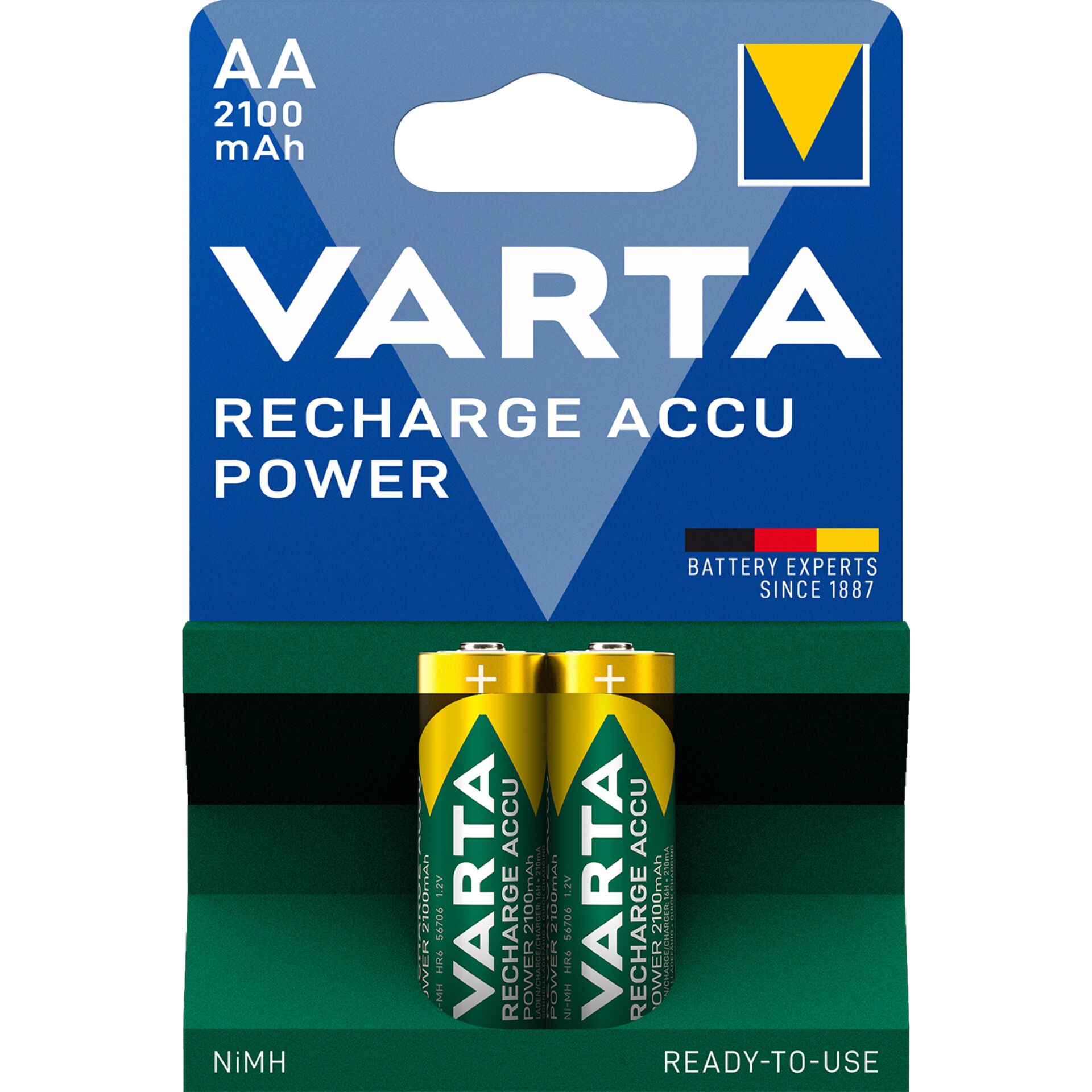 AA Mignon Akku 2100mAh NiMH Akku Ready-to-Use   2er PacK