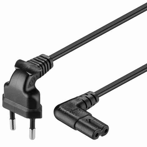 41-679-01040_Euro-Netzkabel_B1 1m Netzkabel Eurokabel C8 Euronetzkabel Stecker gewinkelt