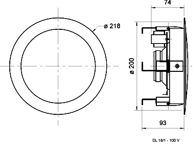 73-758-00170-dl18_1_tz 220mm ELA Deckenlautsprecher  15W 8ohm mit 100V 6W ELA Trafo DL18/1 Weiss