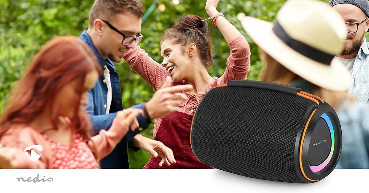 Tragbarer Bluetooth Lautsprecher 40W mit Akku USB + SD-Slot + RGB-LED + IPX4 Spritzwassergeschützt IN2026