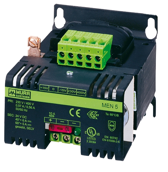 43-600-01637-400V-230V-24VDC-Murr-Trafo-b1cogX2857w61X7 24V Trafo 400V 24VDC Netzteil 180-216W 230V 400V 24W 7,5A
