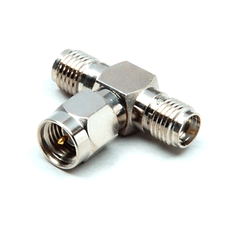 SMA-T-Stueck-39-874-00450 SMA T-Stück 1x Stecker auf 2x Kupplung