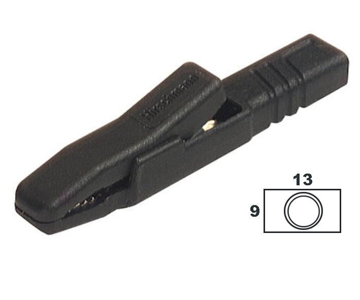 Krokodilklemme AK2-SB Kroko Schwarz kräftige Ausführung 81x13x9mm Krokodilklemme AK2-SB Kroko Schwarz kräftige Ausführung 81x13x9mm