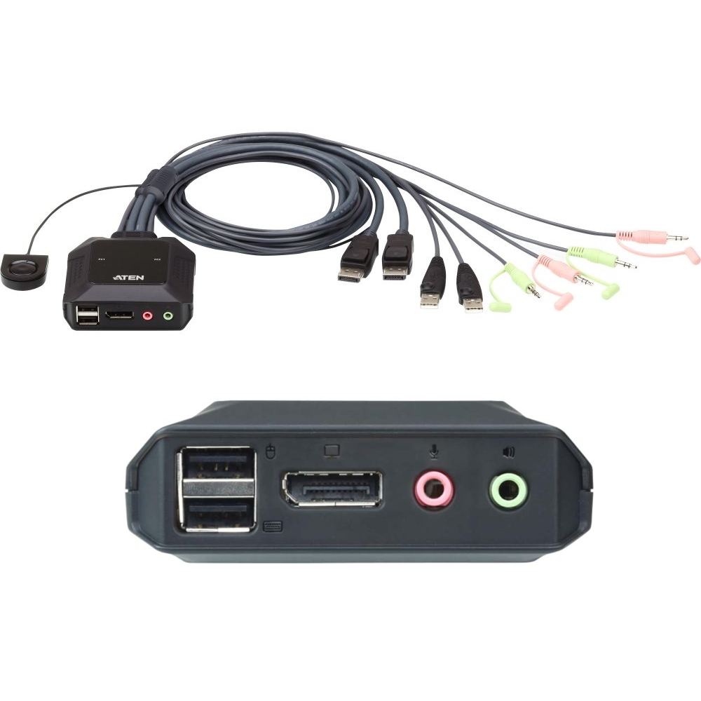 KVM DisplayPort Umschalter 2-fach Kombi mit USB Klinke Audio