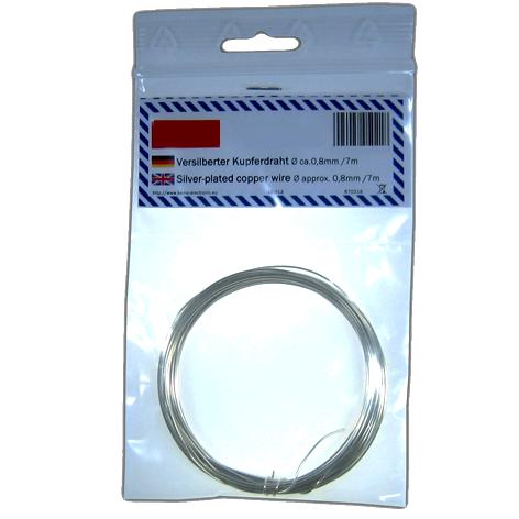 97-905-00490_Silberdraht Silberdraht Kupferdraht versilbert 0,8mm 7m im SB-Beutel
