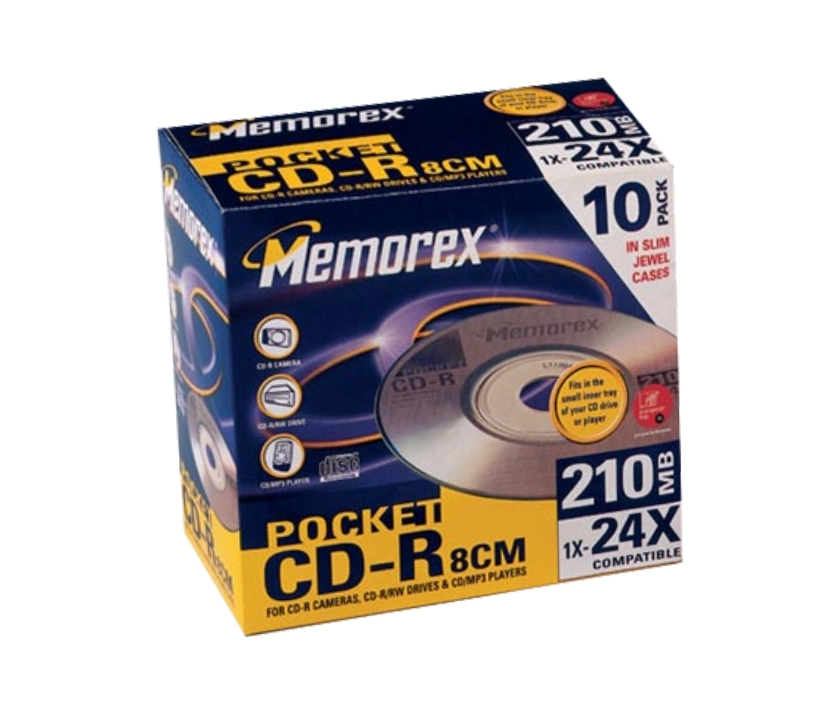 Mini CD-Rohlinge 210MB 21min Slimcase 8cm Memorex 10er Pack