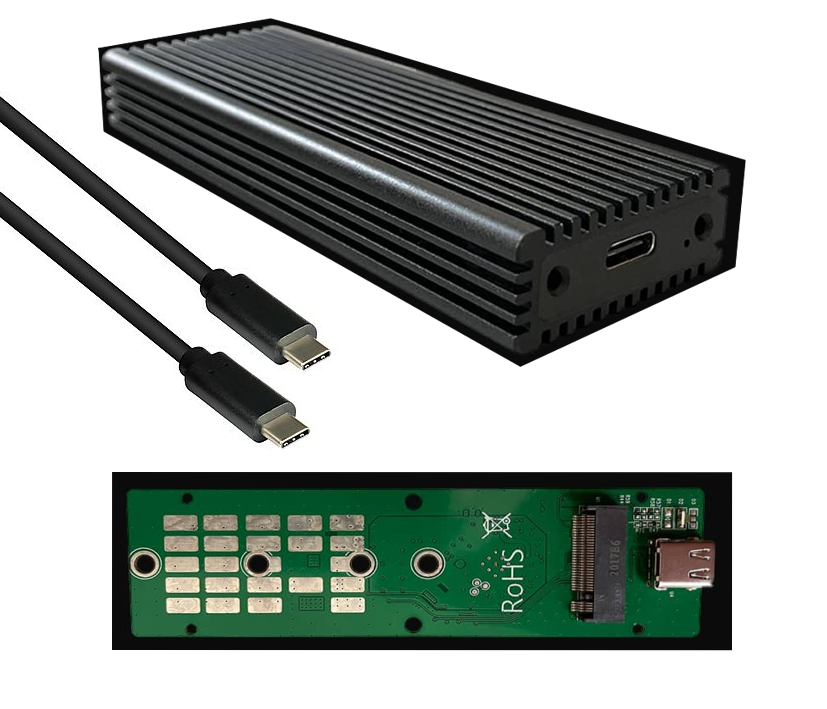 Festplattengehäuse für M.2 NVMe SSD Festplatten auf USB-C Anschluss
