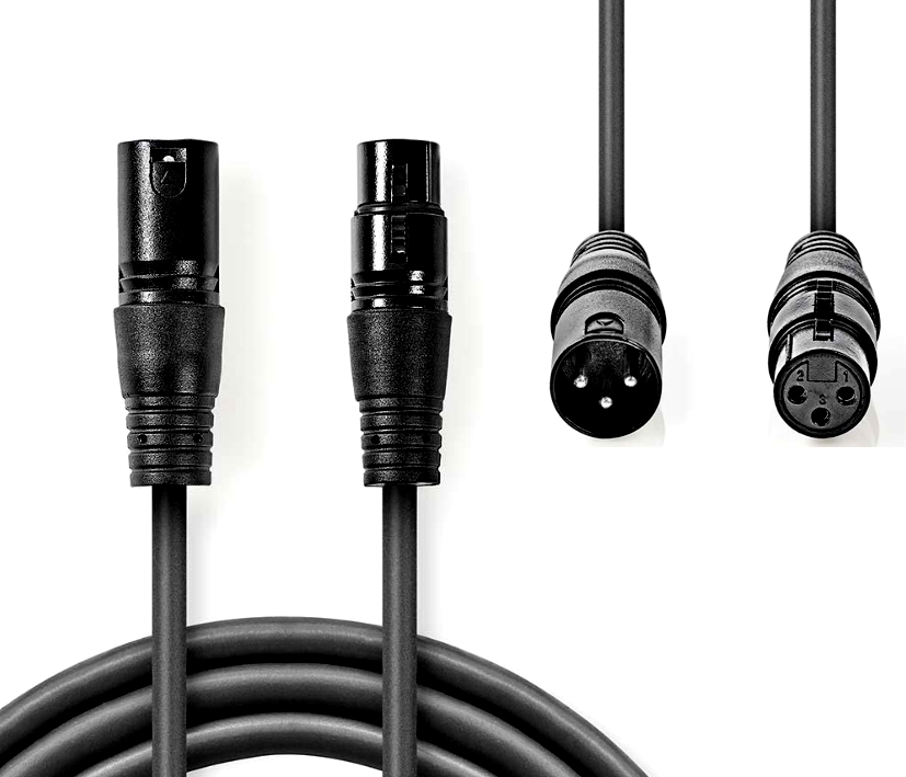 5m_XLR-Kabel_Schwarze_Stecker_42-685-00750 5m XLR Kabel Schwarz 3pol XLR-Buchse XLR-Stecker Black