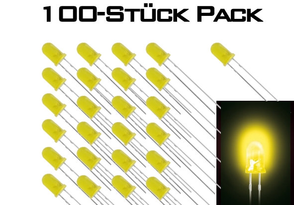 5mm-LED-GELB-Diffus-100Stueck-NEU