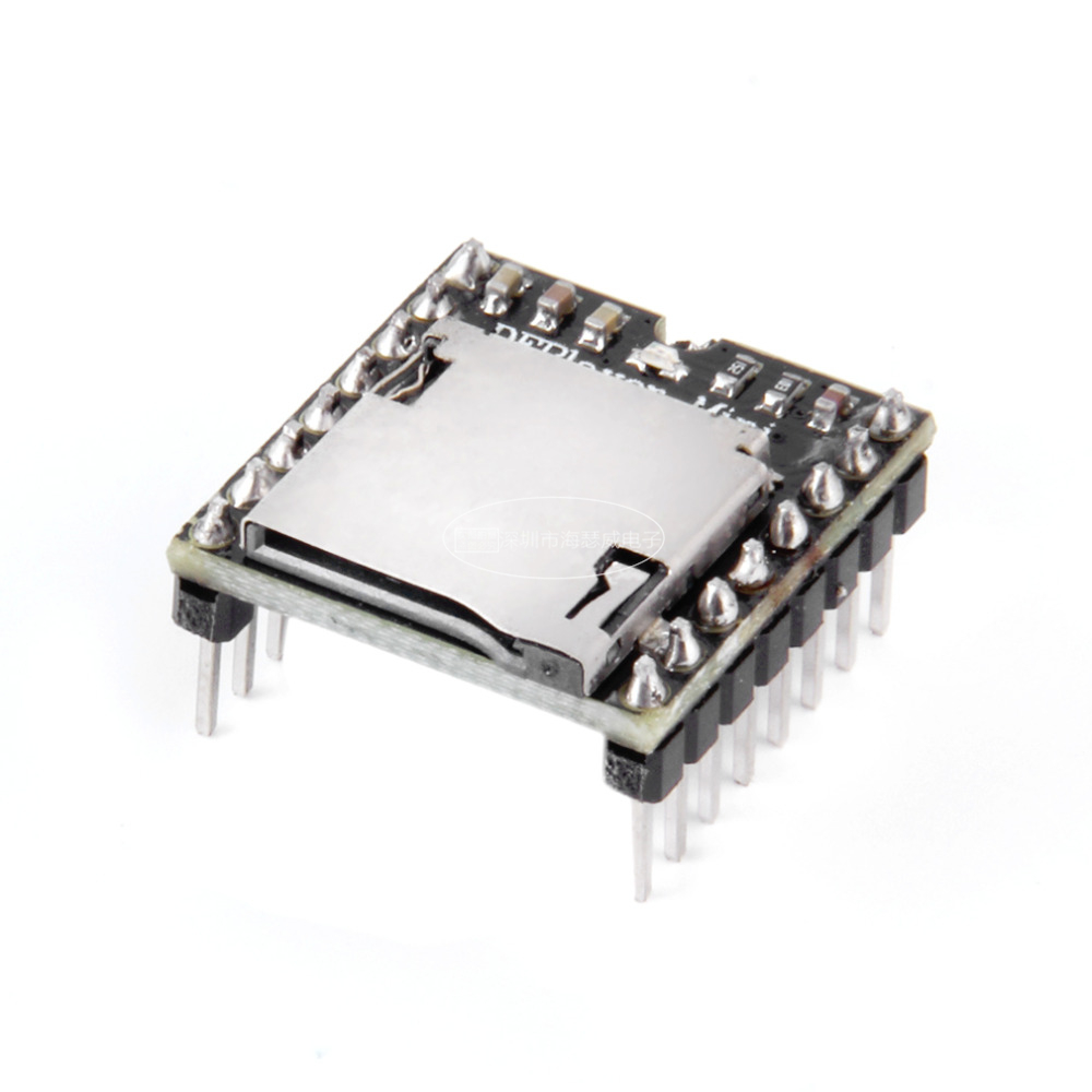 88-404-09570_MP3_Modul_Arduino_2 Mini MP3-Player WAV-Soundmodul mit microSD-Steckplatz Audiospeicher MP3 Gong abrufen Arduino DFPlaye
