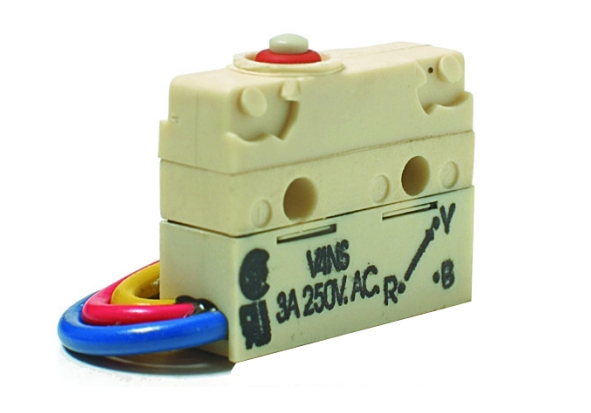 IP67-Mikroschalter-95-837-00220 Mikroschalter 20x10x6,4mm ohne Hebel IP67 mit Kabel 1xUM 5A 250V