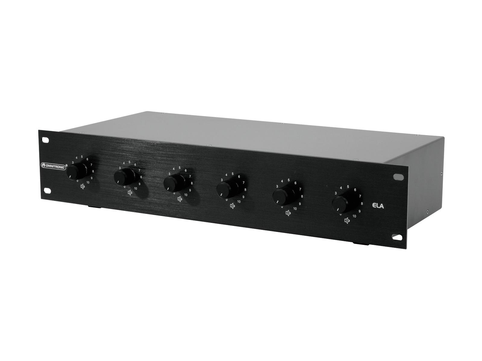 43-891-00281ExiYkdVhtZRhr ELA Lautstärkeregler 6-fach 100V Regler 6x20/40Watt 19zoll 2HE Gehäuse Black