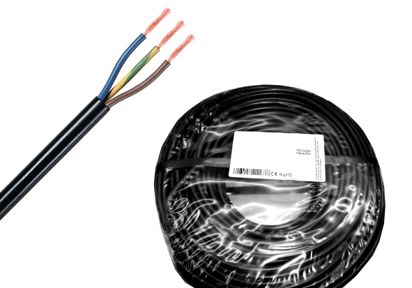 42-686-00140_H05vv_3adrig_Schwarz 100m Kabel H05VV-F 3x 1,5qmm Schwarz Elektrokabel