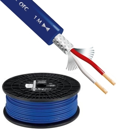 100m Mikrofonkabel 2x0,22qmm Blau 6,5mm geschirmtes NF-Kabel