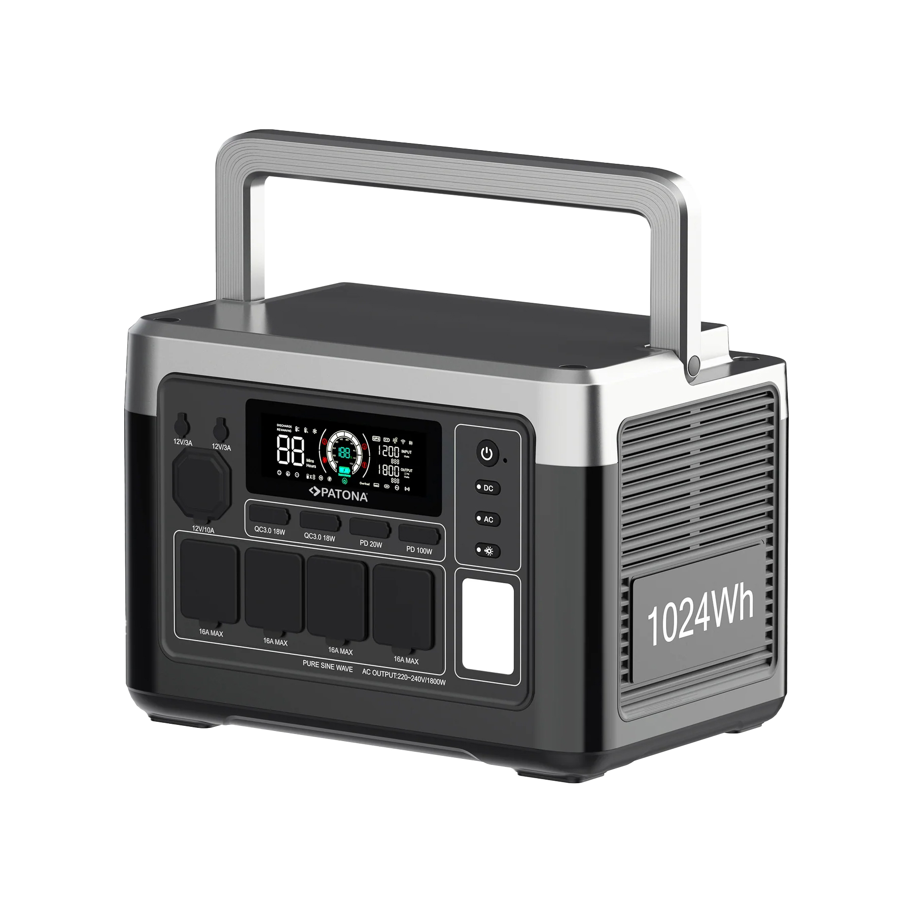Akku Powerbank mit 220VAC Konverter 1800W und 48Ah Lithium-Akku und USB-Ladegerät LED-Licht und APP Akku Powerbank mit 220VAC Konverter 1800W und 48Ah Lithium-Akku und USB-Ladegerät LED-Licht und APP