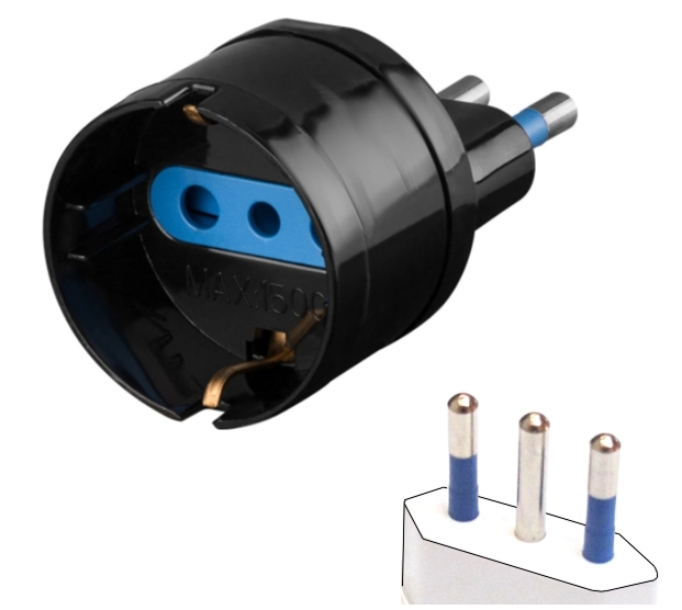 41-679-05290_Adapter_Italy Reiseadapter Italien auf 3polige Steckdose Schutzkontaktbuchse