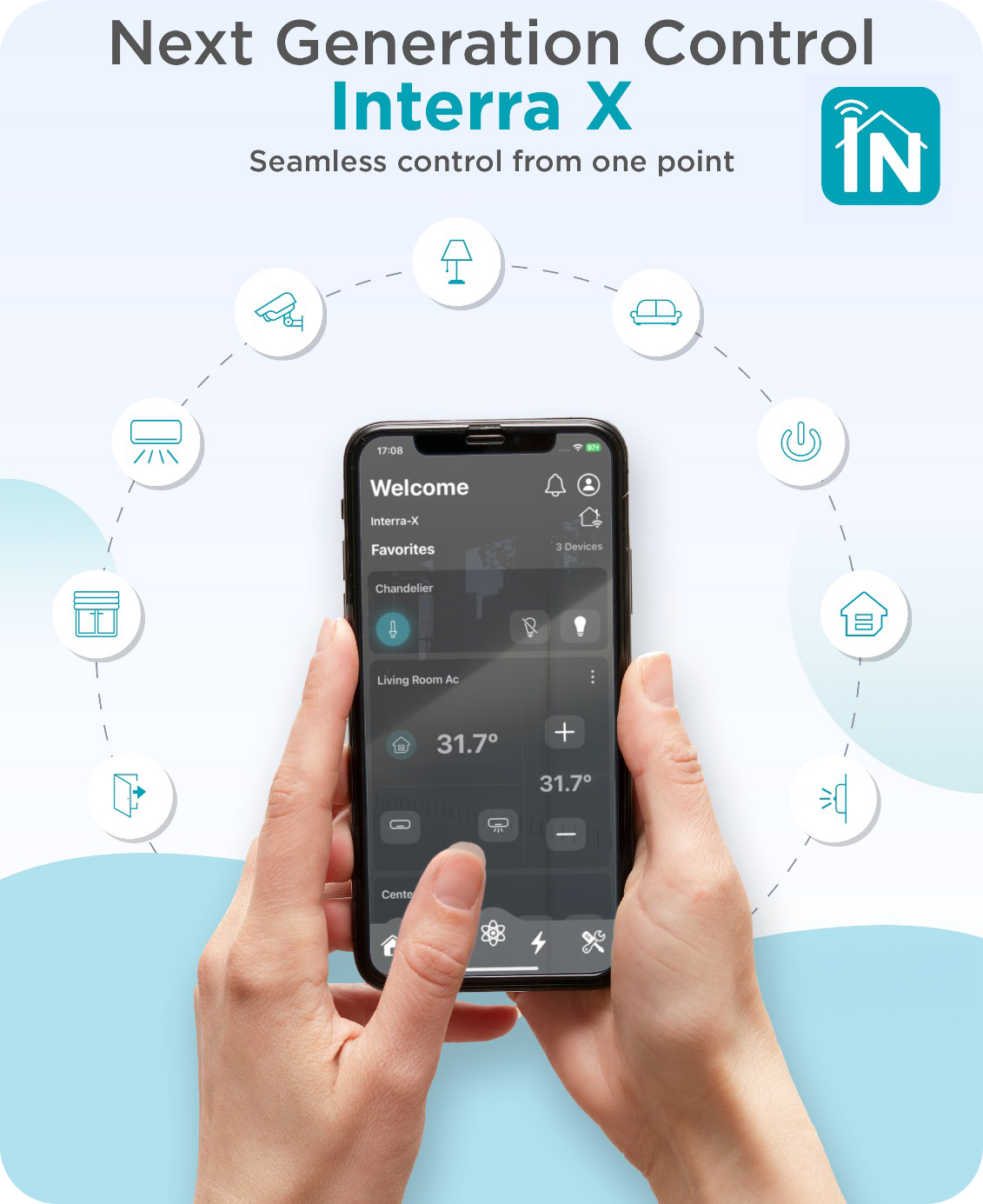 Interra iX10 Touchpanel 10“ Bildschirm Full Frame ( ITR110-1400 ) mit KNX 12-24V LAN kein PoE Schwarz