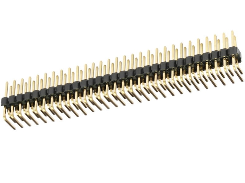 38-878-00341_100pol_2x50pol_Stiftleiste 100pol Stiftleiste 2x50pol 90° gewinkelt vergoldet RM 2,54mm