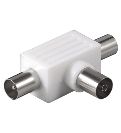 Koax_T-Stueck_78-320-00021 Koaxadapter Koax T-Stück IEC Splitter Koaxbuchse auf 2xStecker