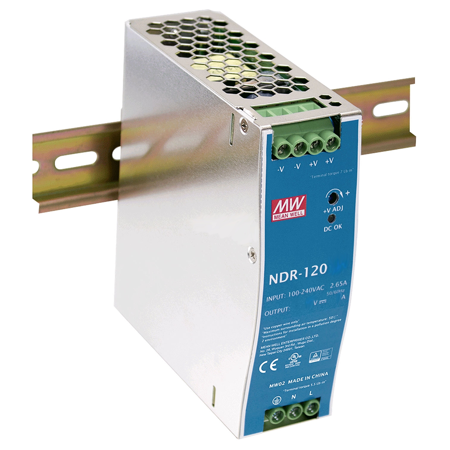 24V_5A_Netzteil_93-808-02624 24V Netzteil 24V 120W 5A für DIN Hutschiene Eingang 230VAC NDR120