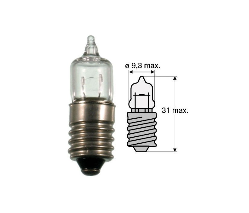 E10 Ersatzbirne E10 Halogenlampe mit 2,8V 2,4W klar Einsatz 2,2V 2,4V 2,5V 2,6V 2,8V 3V 3,2V 3,3V