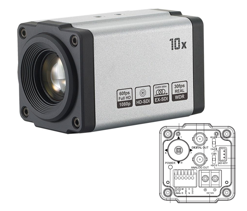 2MP Boxkamera 4in1 SDI TVI CVBS mit 5-51mm Vario Motorzoom Objektiv Maschinenkamera MPC52Axx 10-fach Zoom 2MP Boxkamera 4in1 SDI TVI CVBS mit 5-51mm Vario Motorzoom Objektiv Maschinenkamera MPC52Axx 10-fach Zoom