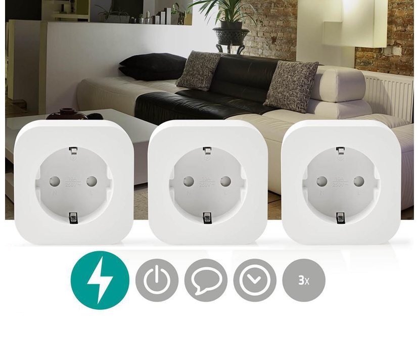 39-849-00510_3er_Packung_smal APP Steckdose 1-fach Zwischensteckdose mit APP WLAN IP20 Indoor Steckdose 3er Pack