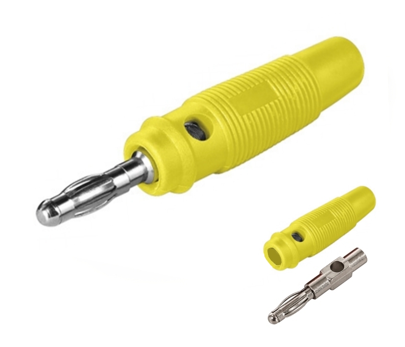 4mm Bananenstecker Gelb gummiert Lamellenkontakt