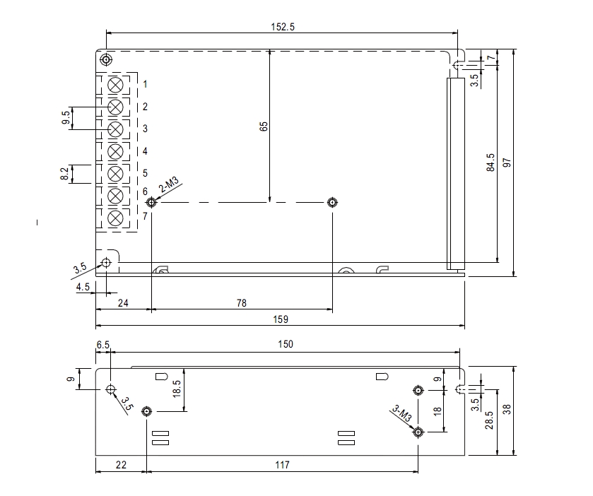 12V-8A-Netzteil-93-808-00786-Zeichnung-RS100-12