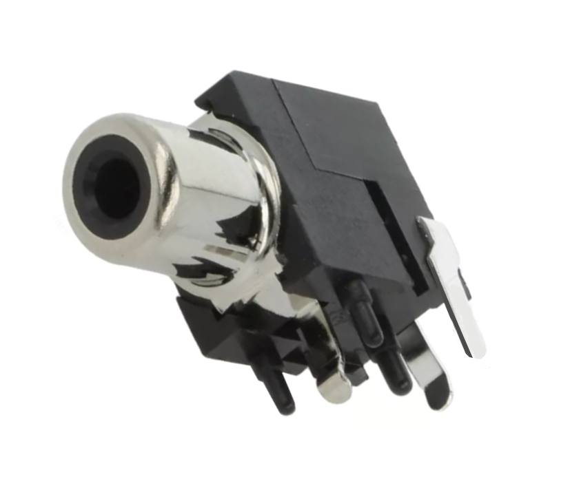 Cinchbuchse Einbaubuchse Schwarz Platinenversion gewinkelt RM 10x7,5mm Kontakt versilbert