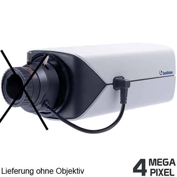 LAN_Boxkamera_Geovision_64-700-03041_B01 4MP IP LAN Boxkamera BX4802 ohne Objektiv H265 Audio SD-Kartenslot PoE