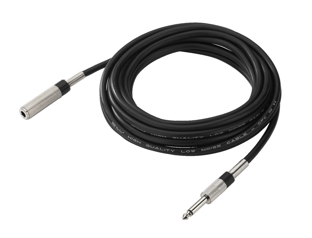 63mm_Klinkenverlangerung_mit_Metallstecker_42-685-00080 6m Klinkenverlängerung mit 6,3mm Klinke Stecker-Buchse Mono geschirmtes NF-Kabel