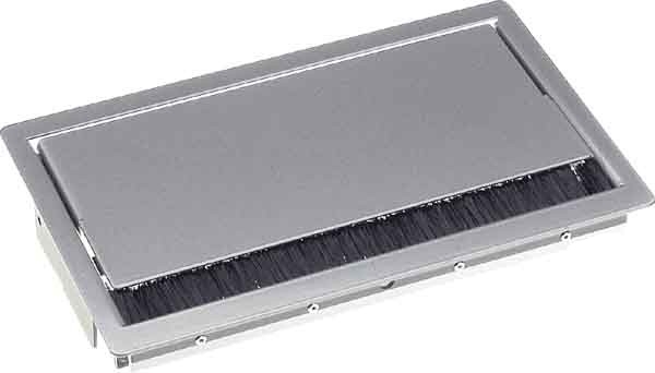 e25803e0db218d803c16c59252a844b2 Möbel Einbauklappe mit Bürstenleiste 3-fach Silbergrau